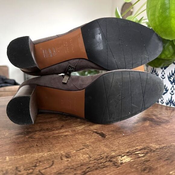 Aquatalia Vanie Weatherproof Suede Bootie Taupe with Matte Buckle 8.5 - Picture 5 of 10